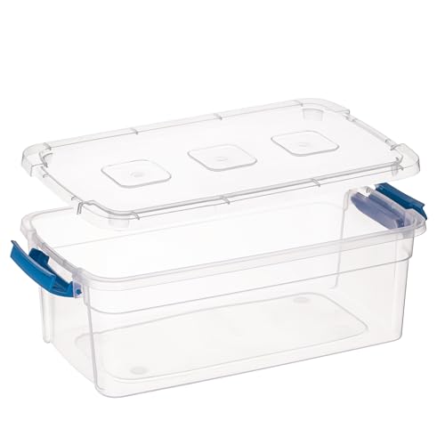 Tribello Clear Plastic Storage Bins with Lids Stackable Storage Bins (6 Quart)