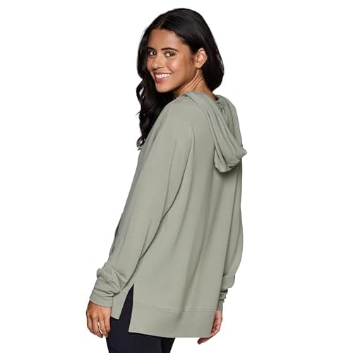 RBX Active Women's Hoodie Tunic in Regular/Plus Sizes, V-Neck Relaxed Fit Lightweight French Terry Sweatshirt with Pocket