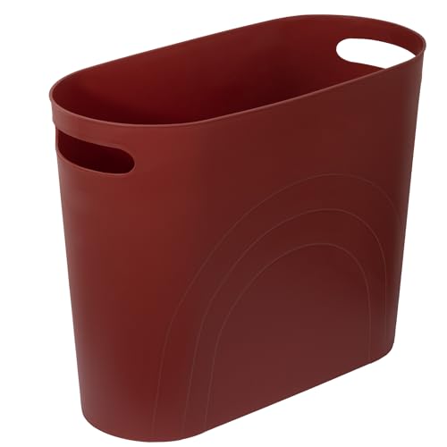 rejomiik Small Trash Can, 3.5 Gallon Slim Garbage Can Plastic Waste Basket with Handles Container Bin for Narrow Spaces Bathroom, Bedroom, Kitchen, Office at Home, Red - color: Red, size: 1 pack