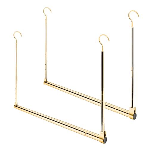 Adjustable Hanging Closet Rod, Extender Hanging Rod, Closet Hanging Organizer, Heavy Duty Closet Bar, Hanging Rod (Gold, 2 Pack) - color: Gold, size: 2 Pack