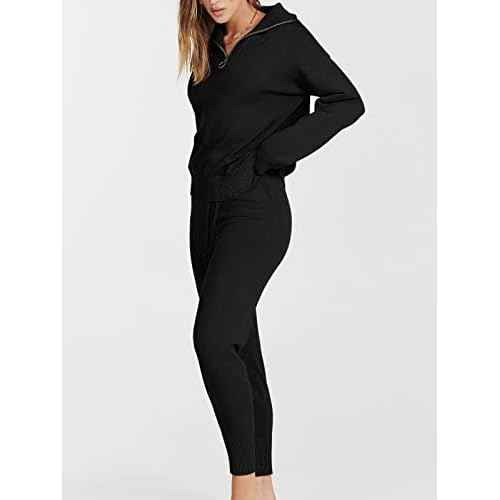 ANRABESS Women's Two Piece Outfits Sweater Lounge Sets Long Sleeve Zip Up Knit Pullover Jogger Pants Tracksuit Travel Outfits