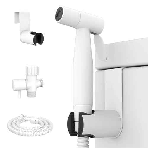 Arofa Matte White Bidet Sprayer for Toilet, Handheld Jet Sprayer Adjustable Water Pressure Muslim Shower with Bidet Hose, Bidets Faucet for Existing Toilets Cloth Diaper Spray for Baby/Feminine Wash