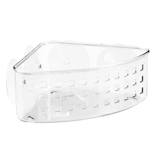 iDesign Plastic Suction Cup Corner Shower Basket for Bathroom Storage - Clear - Made in USA - style: Pack of 1