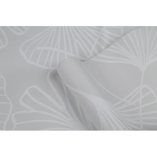 Peel and Stick Wallpaper Boho White and Grey Floral Wallpaper Boho Contact Paper Removable Vinyl Vintage Wall Paper Renter Friendly for Bedroom (17.7"x78.7")