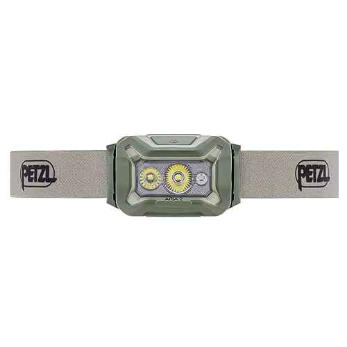PETZL ARIA 2 RGB, Compact, Durable, Waterproof headlamp with White, red, Green and Blue Modes, 450 lumens, Desert