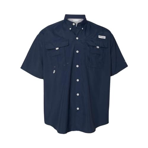 Columbia Men's Standard Bahama Ii Short Sleeve Shirt, Collegiate Navy-Legacy, X-Large