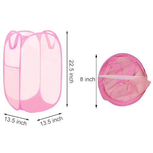 Pop Up Laundry Hamper Reinforced Collapsible Laundry Basket Foldable Clothes Hamper for Home, Dorm Room, Travel, Cruise, Pink - color: Pink