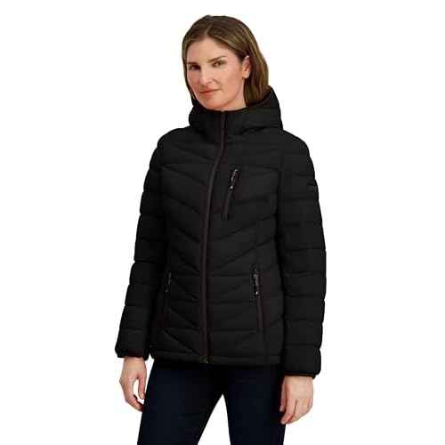 Nautica womens Packable Stretch Puffer Jacket ? Midweight Water-resistant Coat Adjustable Hem