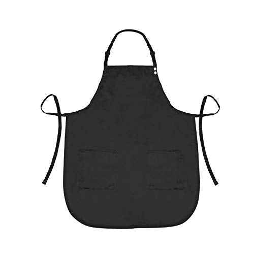 Betty Dain A Size Above Plus Size Salon Stylist Apron, Cut for Curves, Neck Strap with Adjustable Snap Closure, Lower Pockets with Zippered Bottoms, Lightweight, Water Resistant Nylon/Poly, Black, 1X