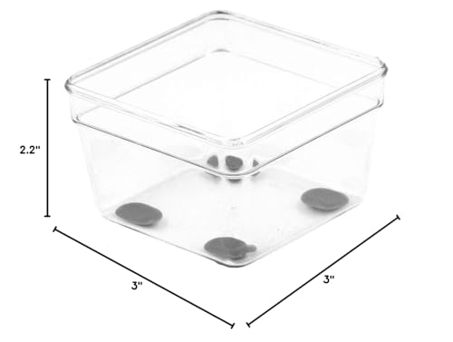 Glad Plastic Drawer Storage Tray – Heavy Duty Organizer Bin for Home, Kitchen, Bath, Bedroom, Office | Non-Slip Feet, Clear, 3" x 3" - size: 3x3 (Pack of 1)