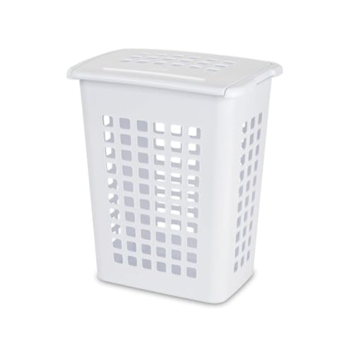 Sterilite 4-Pack LiftTop, Laundry Hamper for Clothes, Tall and Rectangular Plastic Basket with Lid, White - Large and Portable Storage Bin for Clothing and Towels - Ideal for Bathroom and Bedroom - size: 4 Pack