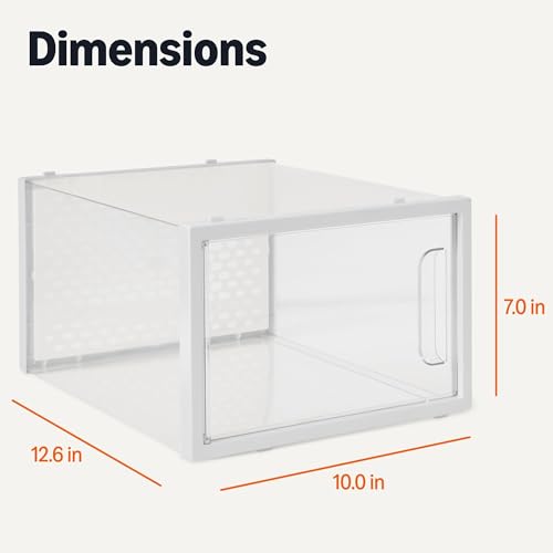 Amazon Basics Stackable and Foldable Clear Shoe Storage Organizer Box, Large, 12-Pack - size: Large
