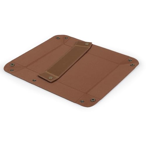 Londo Leather Tray Organizer - Practical Lightweight Water Resistant Computer Table Desk Storage Box for Wallets, Watches, Keys, Coins, Cell Phones and Office Equipment - color: Light Brown