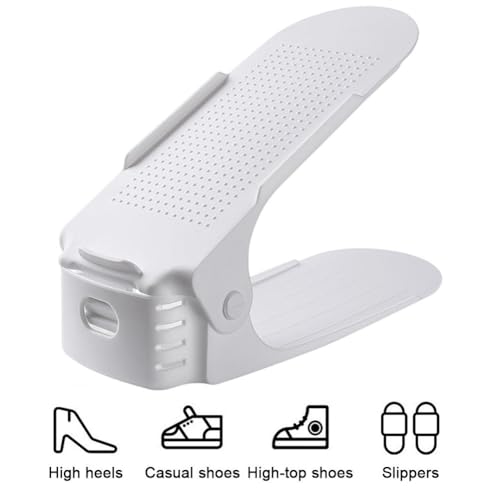 10 Pcs Shoe Stacker Adjustable Shoe Slots Organizer Shoes Slots Space Saver Double Deck Rack Holder for Closet Organization Shoe Storage