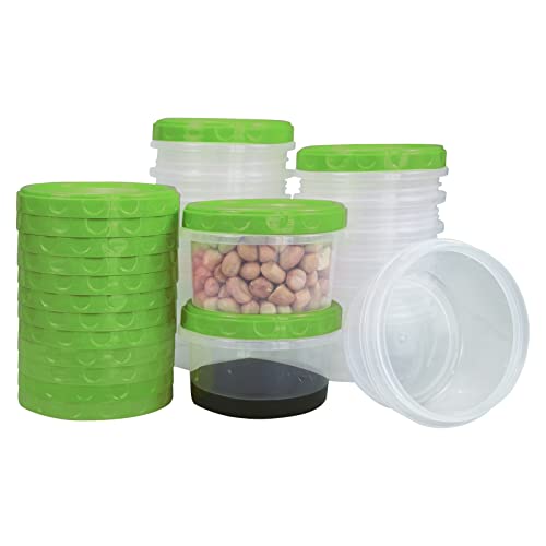 Jucaifu 16 Pack 8 Ounce reuseable small plastic freezer storage container jars with screw lid for food snacks lunch Green - color: Green(16PCS)