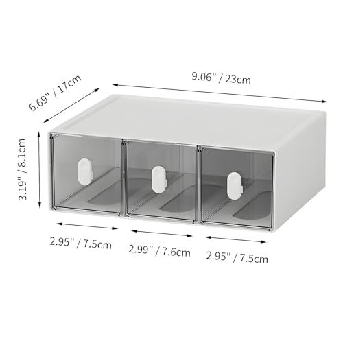 Desktop Storage Drawers, Plastic Desk Organizer with 3 Drawers, Modular Stackable Toolbox Units for Office Stationary, Makeup Container, Bathroom Countertop (1 Tall Layer, White & Clear) - color: 1 Tall Layer & 3 Drawers, White & Clear