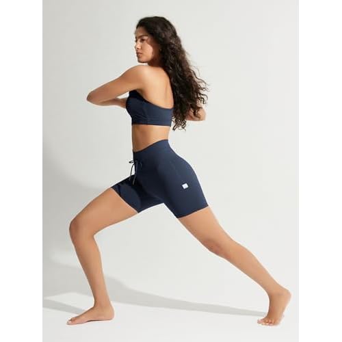 ODODOS Women's Drawstring Tie Daily Shorts 5" Inseam High Waist Workout Yoga Biker Shorts