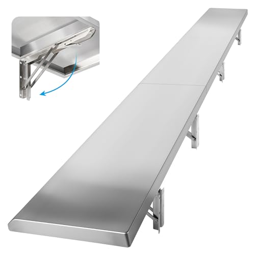 Folding Concession Shelf 12" x 96", Spliced Style Drop Down Concession Serving Window, Stainless Steel Folding Shelf Serving Food Shelf for Windows - size: 12" x 96"