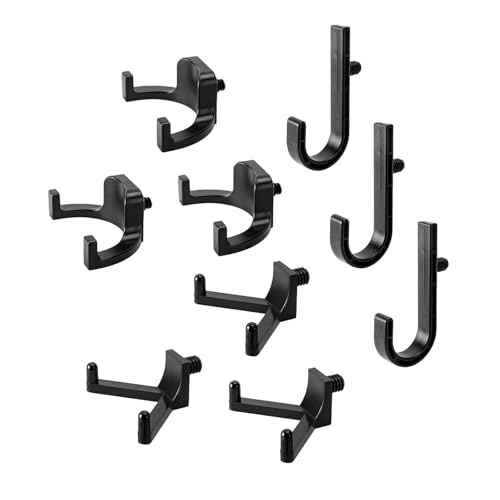 Achilleas 9 Pcs ABS Storage Shed Tool Hooks, Heavy Duty Shed Organization Accessories,Compatible with Suncast Sheds,Black J/U/V Hooks for Hoses, Organizing Ladders & Garden Tools in Outdoor Sheds