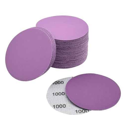 3 Inch 1000 Grit Wet Dry Sandpaper, 50pcs Sanding Disc, Hook and Loop Premium Aluminum Oxide Sand Paper for Metal, Wood, Auto