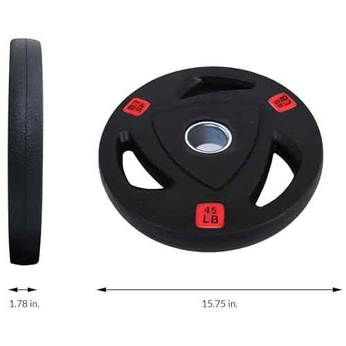 Fitvids standard Cast Iron 1-inch Weight Plate for Strength Training & Weightlifting, Rubber Coate Style, 45lbs, Pair