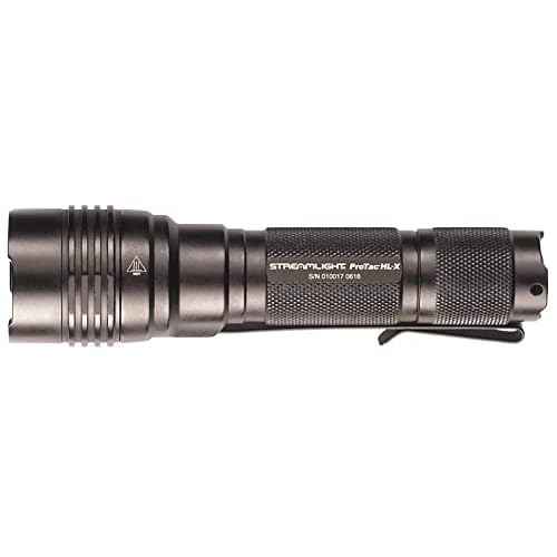 Streamlight 88064 ProTac HL-X 1000-Lumen Multi-Fuel Professional Tactical Flashlight, Includes CR123A Lithium Batteries and Holster, Black, Clear Retail Packaging