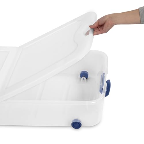 66 Quarts of Transparent Plastic Storage Box, with A Lockable Lid, Large Capacity Storage Box, Stackable and Durable, Suitable for Bedrooms, Garages, Tool Rooms, and Office Organization