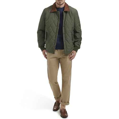 DOCKERS mens Diamond Quilted Jacket With Corduroy Collar