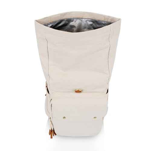 PICNIC TIME Carmel Roll Top Backpack Cooler, Canvas Insulated Cooler Backpack Bag for Lunch and Hiking, Portable Beach Cooler Bag, Picnic Bag
