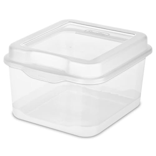 Sterilite FlipTop, Stackable Small Storage Bin with Hinging Lid, Plastic Container to Organize Desk at Home or Office, Clear, 36-Pack - size: 1.5 Cubic Feet, style: 36 Pack