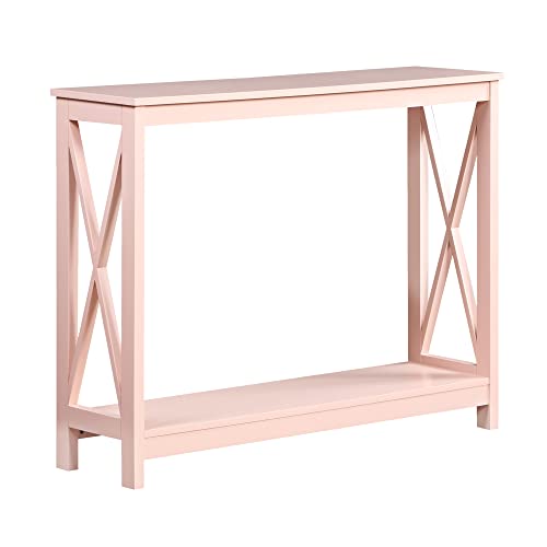 Convenience Concepts Oxford Console Table 39.5" - Sofa Table with Storage Shelf, Transitional Entryway Hall Table for Living Room and Bedroom, Display Foyer Table, Blush Pink - color: Blush Pink