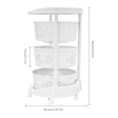 3 Tier Kitchen Storage Rack, Rotating Storage Shelf with Lockable Casters Multi-Layer Kitchen Storage Shelf Vegetable Rotating Shelf Organizer Stackable Storage Shelf Round Storage Cart - size: 3 Tier