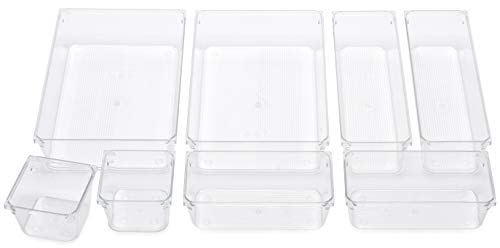 Masirs Clear Drawer Organizer - Easily Organize and Customize the Layout of Drawers. Great for Office Desk, Utensils, Cosmetics and Makeup. (8-Piece Set) - size: 8-Piece Set