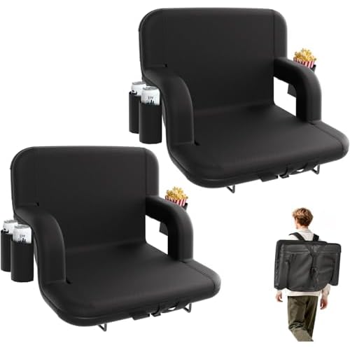 Stadium Seats with Back Support - Portable Bleacher Chairs with Back and Cushion, 6 Adjustable Positions Pdded Bleacher Seat for Sport Events Camping Fishing