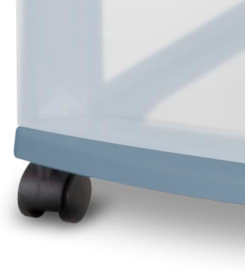 Sterilite 3 Drawer Storage Cart, Plastic Rolling Cart with Wheels Organize Clothes in Bedroom Closet, Easy Assembly, Blue with Clear Drawers, 2-Pack