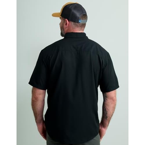 HUK Mens Tide Point Solid Short Sleeve Shirt, Button Down for Men