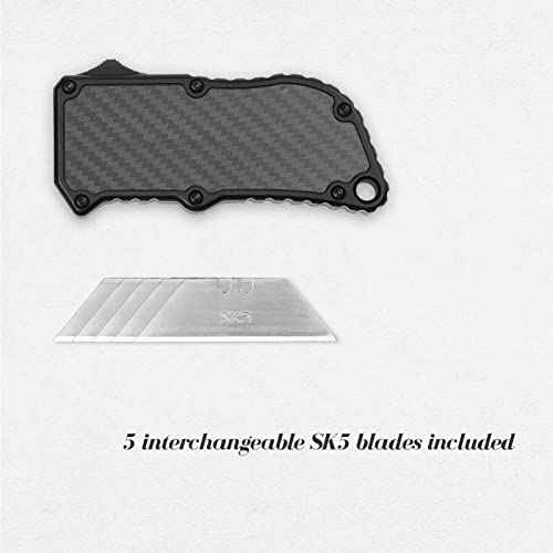 Utility Knife Box Cutter, Pocket Knife, Change Blade Razor Knife, Aluminum Alloy Shell, 5 Extra Blades