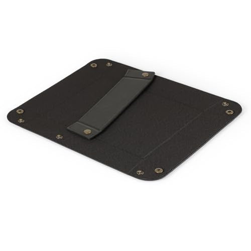 Londo Leather Tray Organizer - Practical Lightweight Water Resistant Computer Table Desk Storage Box for Wallets, Watches, Keys, Coins, Cell Phones and Office Equipment - color: Black Lining