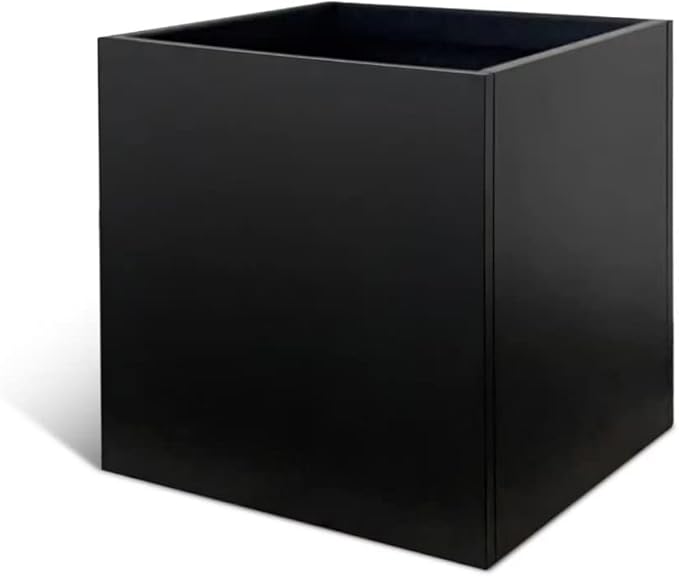 Galvanized Steel Planter Box Black Metal Planter Large Square Indoor Outdoor Planters Cube Steel Heavy Duty Flower Pot 32Inch Powder Coating Modern Commercial Residential for Patio, Yard, Garden