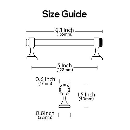 Alzassbg 10 Pack Champagne Bronze Cabinet Pulls, 5 Inch(128mm) Hole Centers Cabinet Handles Kitchen Hardware Straight Bar for Cabinets and Drawer AL3082BRG