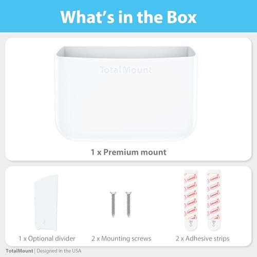 TotalMount Hole-Free Remote Holder – Eliminates Need to Drill Holes in Your Wall (Premium White Holder for 2 or 3 Remotes) - color: Standard White