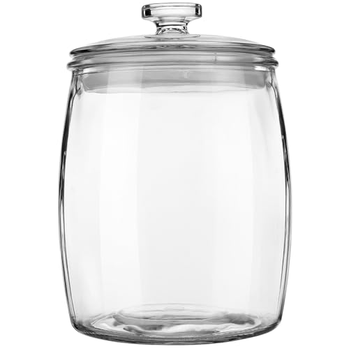 Folinstall Wide Mouth Apothecary Jar with Lid, 0.5 Gallon Glass Jar for Kitchen Storage and Laundry Room Organization, 72 oz Clear Glass Container for Cookie, Candy, Sugar, Flour, Nuts