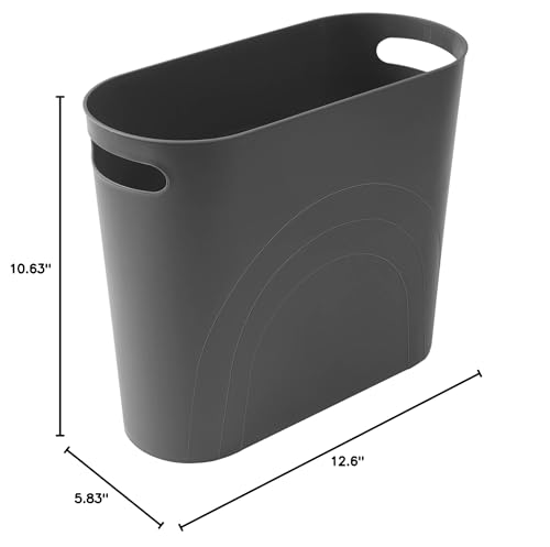 rejomiik Small Trash Can, 3.5 Gallon Slim Garbage Can Plastic Waste Basket with Handles Container Bin for Narrow Spaces Bathroom, Bedroom, Kitchen, Office at Home, Dark Gray - color: Dark Grey, size: 1 pack