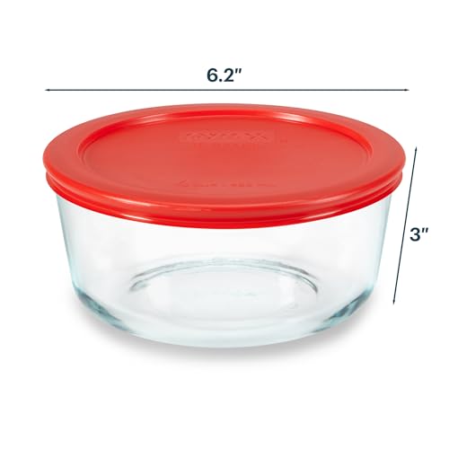Pyrex Simply Store Glass Food Storage Container, Snug Fit Non-Toxic Plastic BPA-Free Lids, Freezer Dishwasher Microwave Safe, 4 Cup - size: 4 Cup