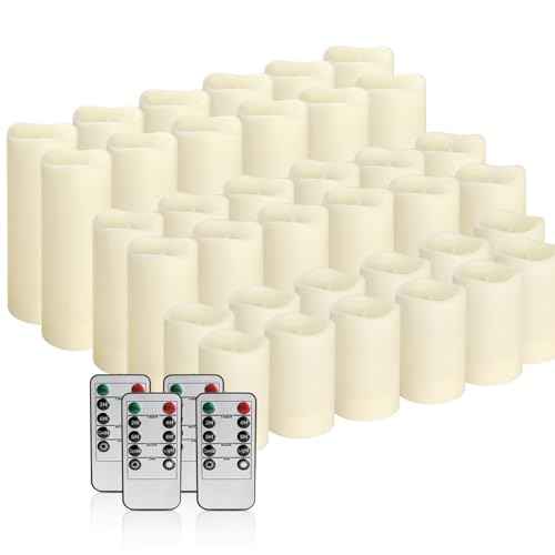 36Pack Flameless LED Candles, Waterproof for Indoor & Outdoor Use, Equipped with 10-Key Remotes & Timer, Ideal for Weddings, Table Decor, Festivals & Home Accents¡¦