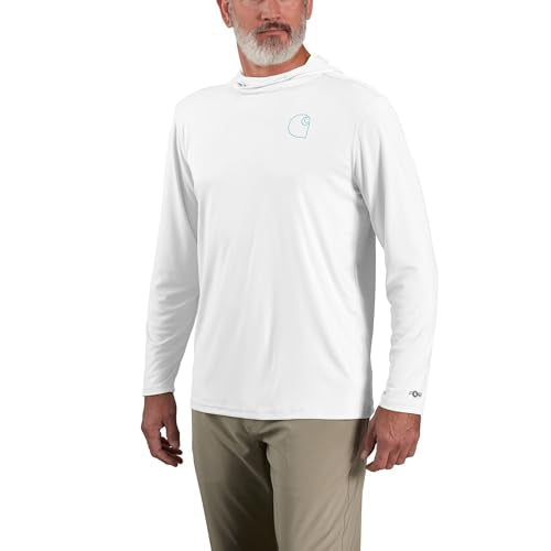 Carhartt Men's Force Sun Defender¢â Lightweight Long-Sleeve Hooded Logo Graphic T-Shirt