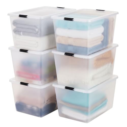 IRIS USA 6-Pack High-Capacity Clip Box with Latching Lids, 55 Quart Storage Bins, Supply Containers for Home, Office & Classroom Organization - size: 55 Qt, style: 6 Pack