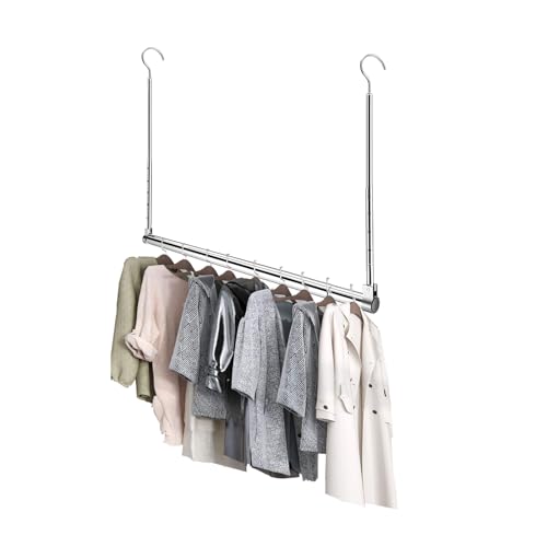 Adjustable Hanging Closet Rod, Extender Hanging Rod, Closet Hanging Organizer, Heavy Duty Closet Bar, Hanging Rod (1 Pack, Chrome) - color: Chrome, size: 1 Pack