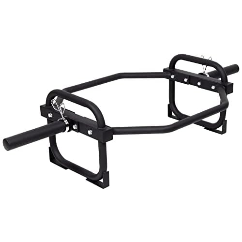Fitvids Olympic 2-Inch Hex Weight Lifting Trap Bar for Strength Training, 500-Pound Capacity, Safety Clips, Home Gym for Shoulder Presses, Shrugs, Back Rows, Weightlifting
