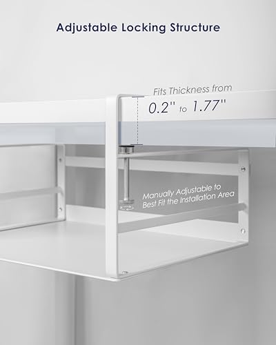 Nxconsu 2 Pack Under Shelf Storage Organizer, Adjustable Knob-Lock Hanging Basket for Kitchen Cabinet Pantry Cupboard Desk, Heavy Duty Metal, 30LB, White, Medium(13.38" W×9.84" D, Interior H 4.88") - size: Medium – 13.4" W